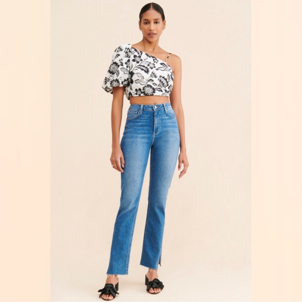 Anthropologie Maeve One-Shoulder Floral Eyelet Top - Picture 3 of 11